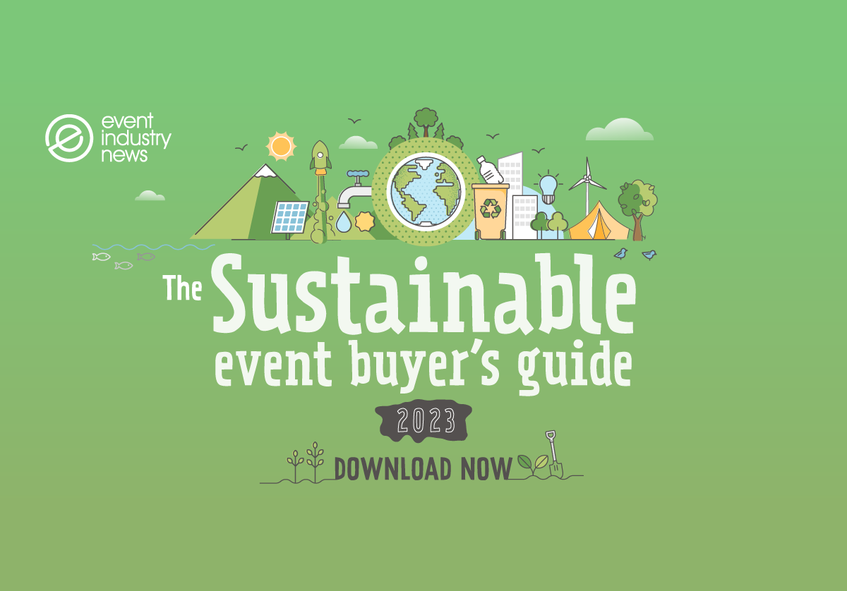 sustainable event buyers guide 2023 green background