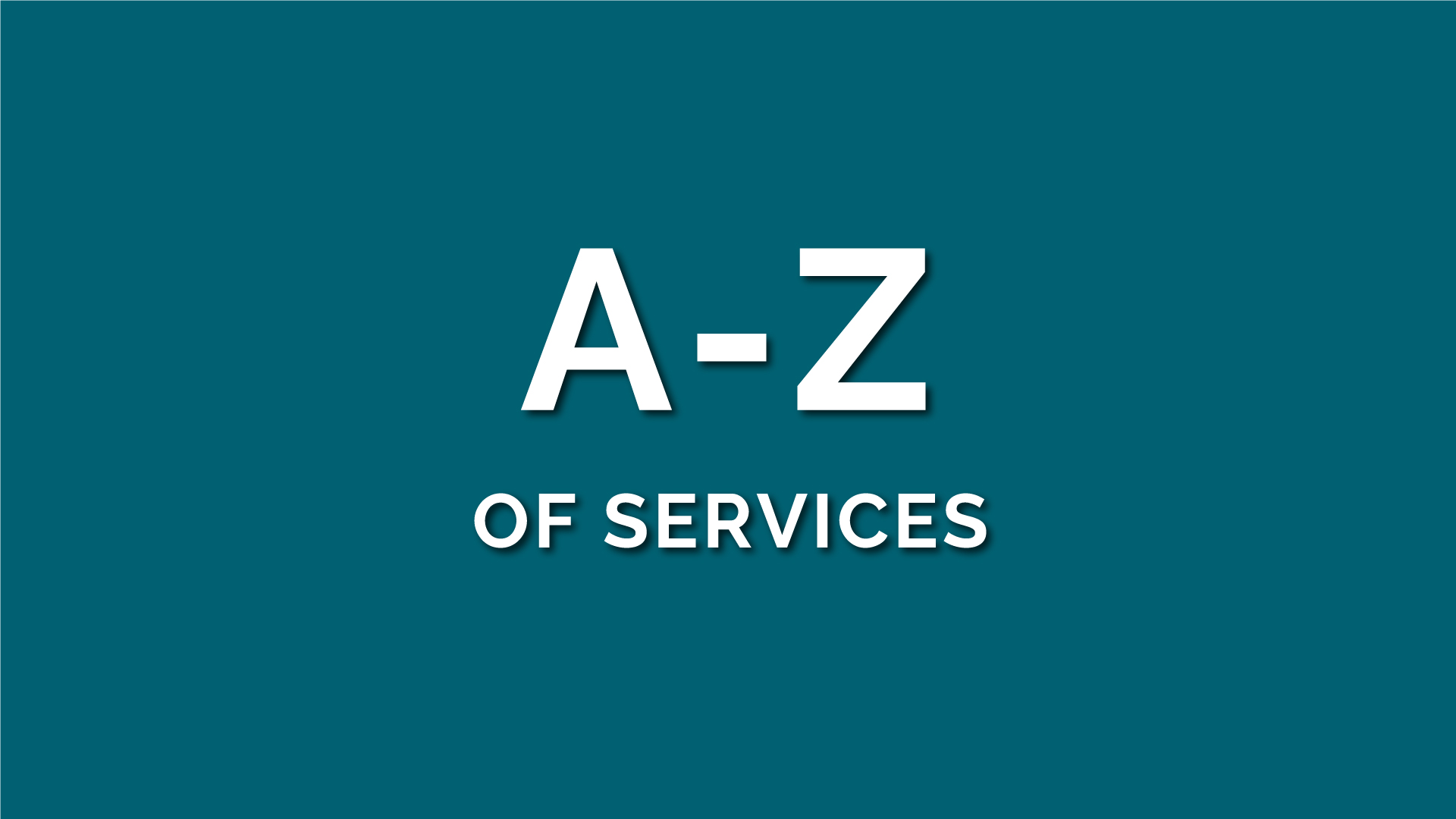 a z of services white text on blue background