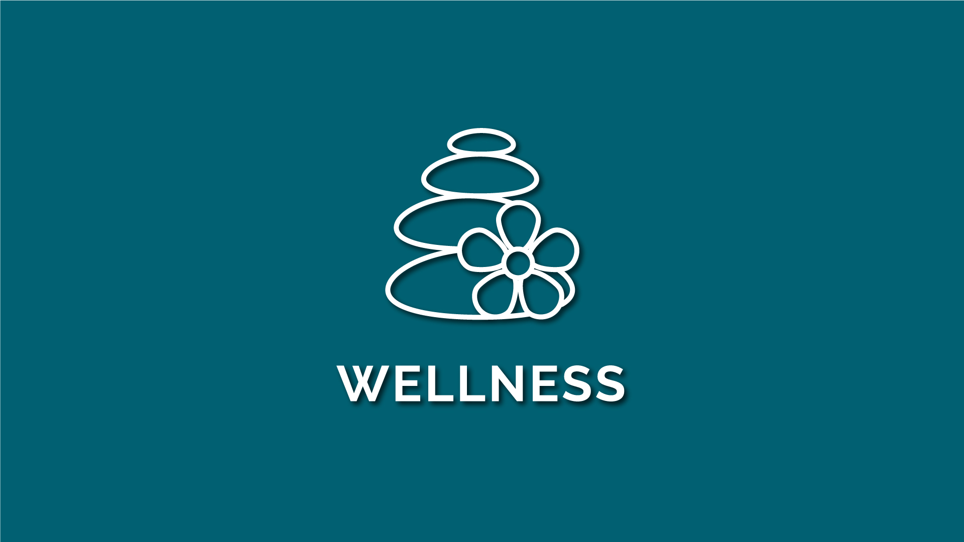 wellness logo with stacked stones and flower icon