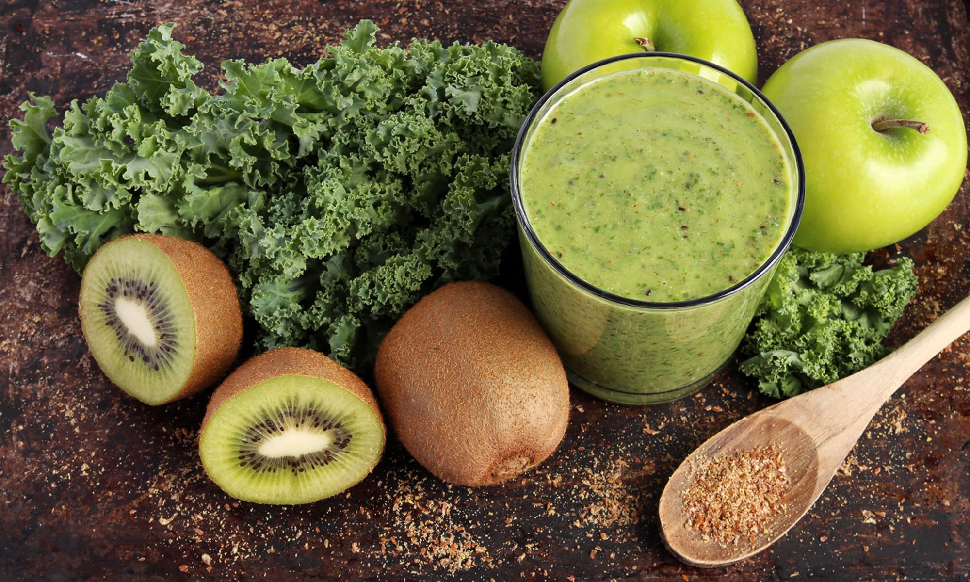 Green Smoothie With Kale Kiwi And Apple