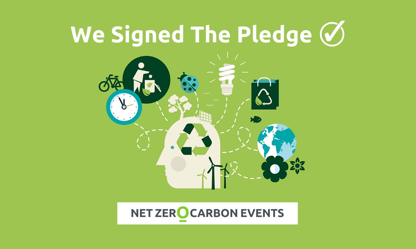 net zero carbon events pledge with environment icons