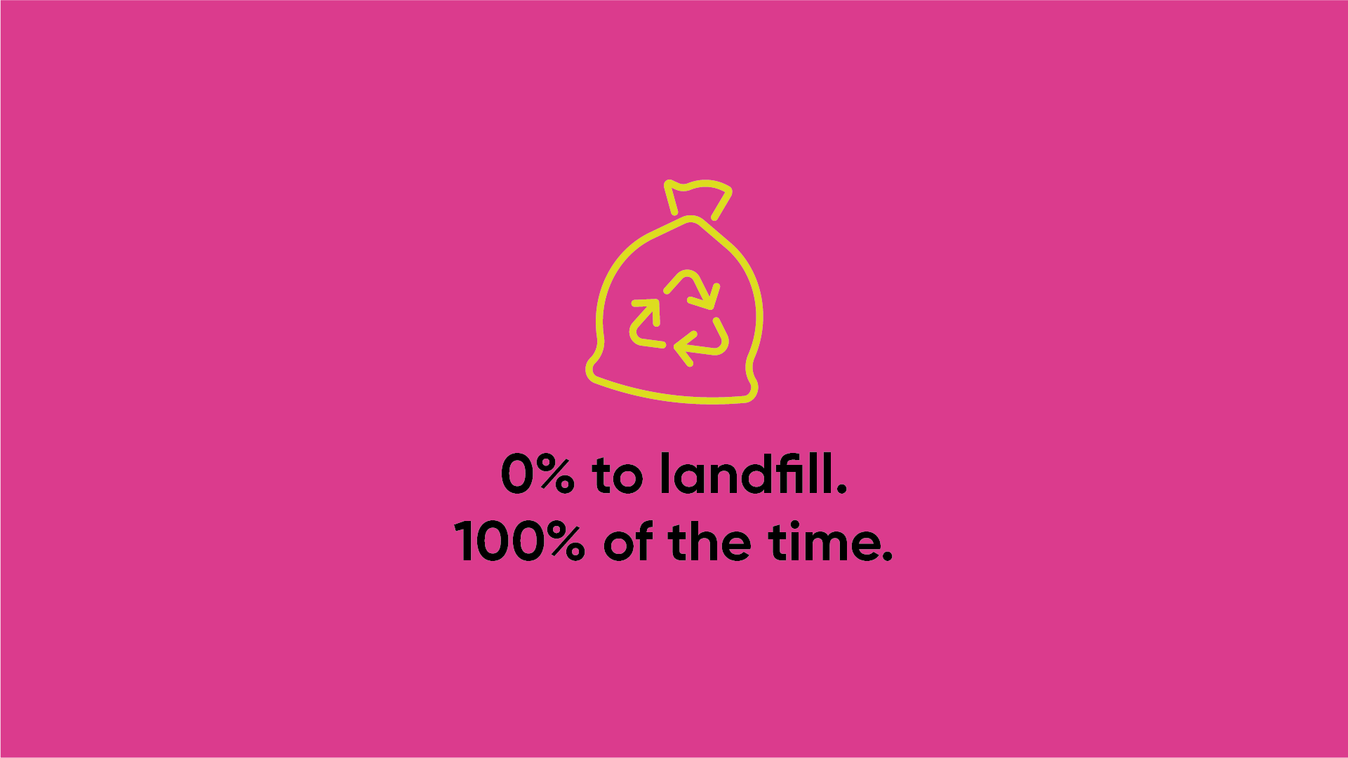 recycling bag icon with zero waste message on pink background