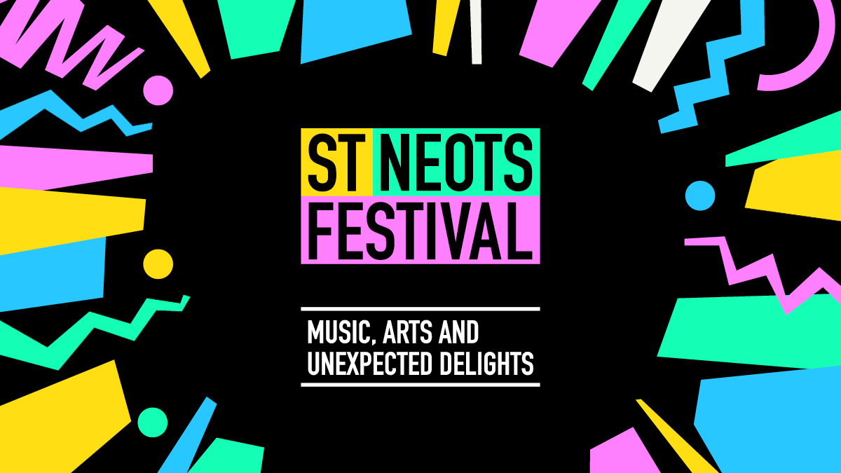 st neots festival music arts and delights text with colourful