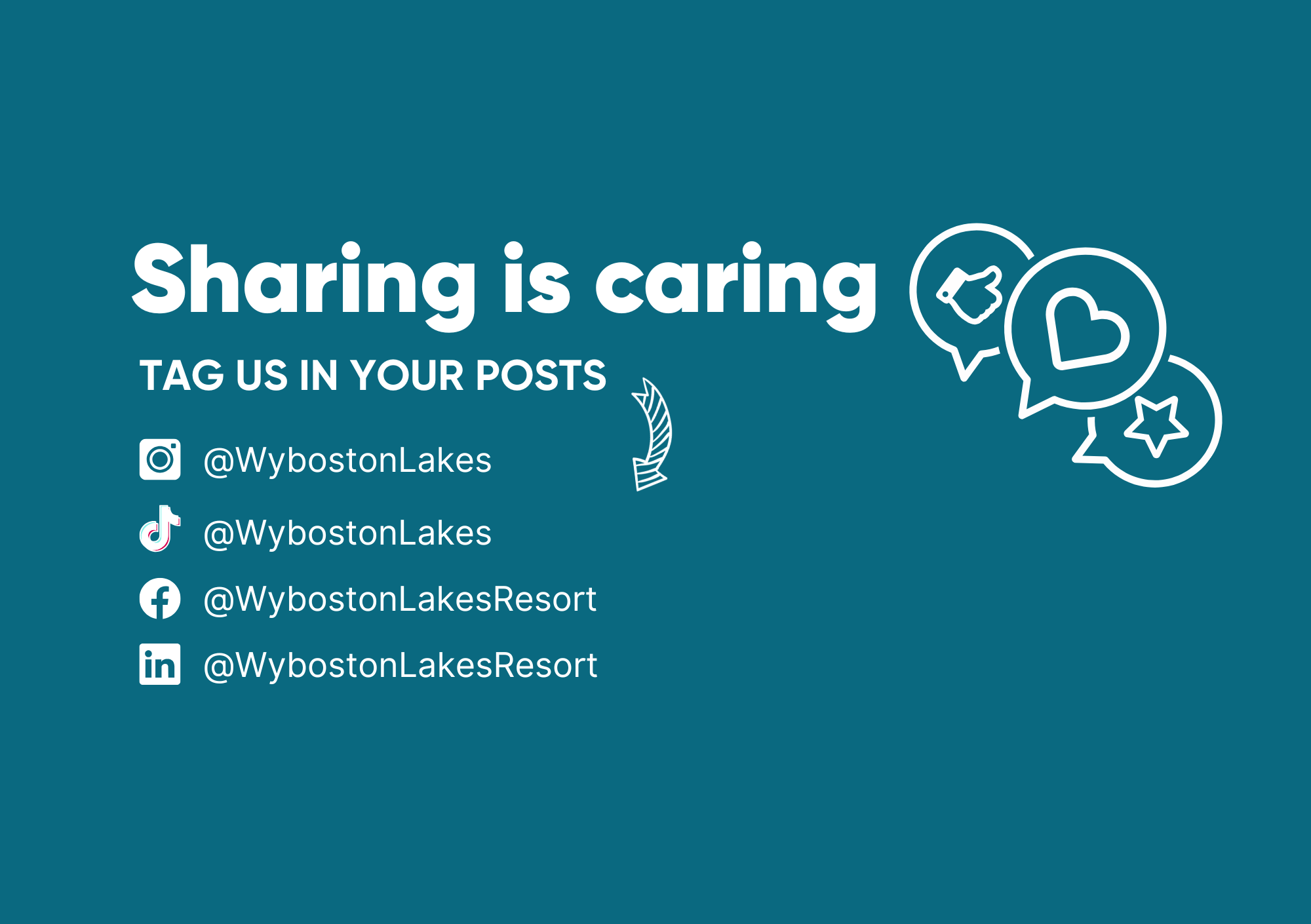 sharing is caring social media icons and handles on teal