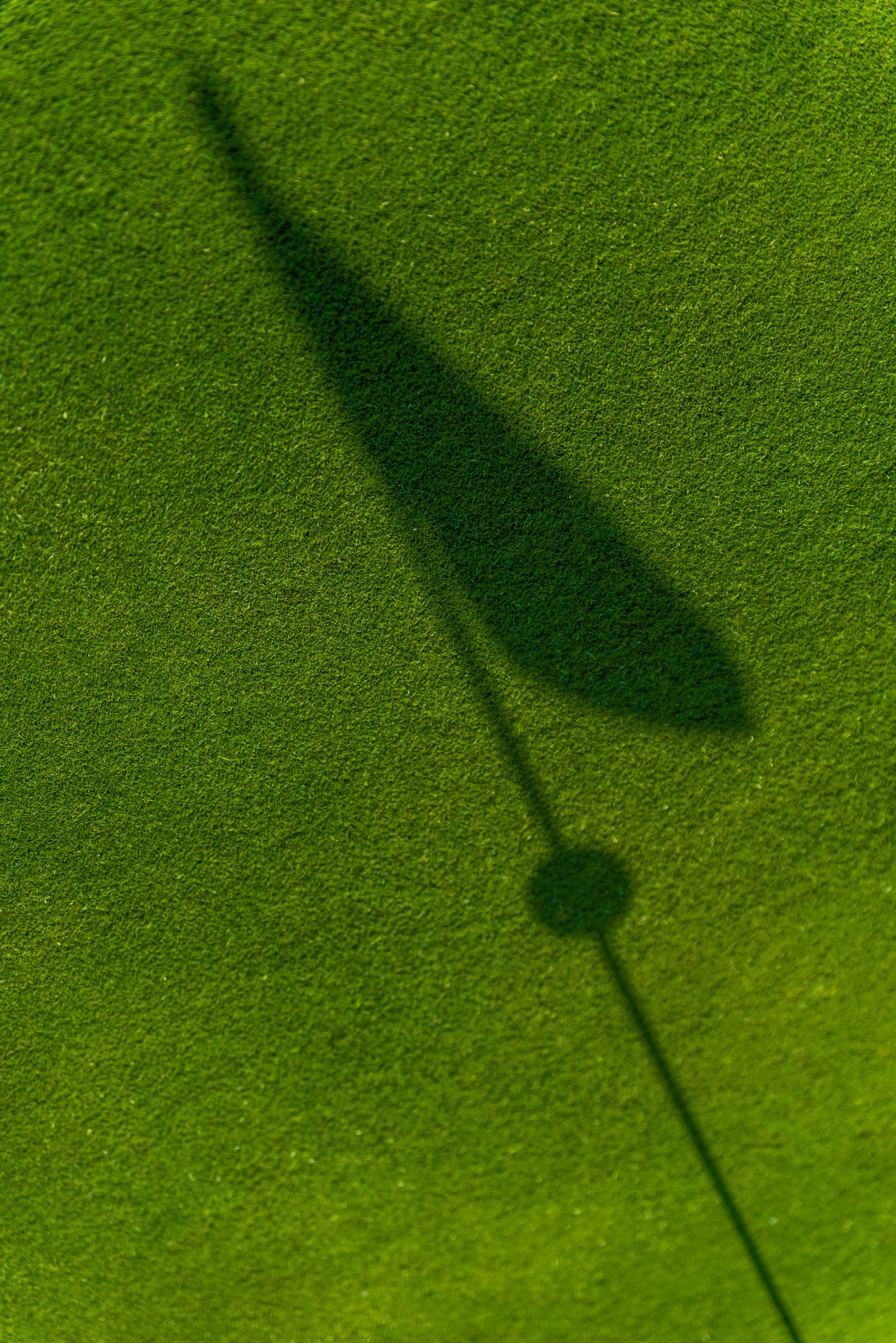 shadow of golf flag on green grass golf course